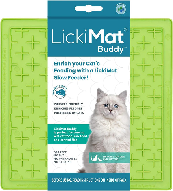 LickiMat Classic Buddy, Cat Slow Feeder Lick Mat, Boredom Anxiety Reducer for Food, Treats, Yogurt, or Peanut Butter