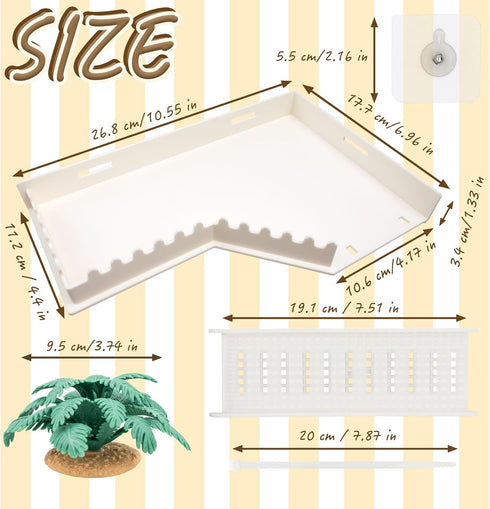 Niuohoy Hermit Crab L-Shaped Platform with Ladder Hermit Crab Climbing Toys, Habitat Tank Accessories, Reptile