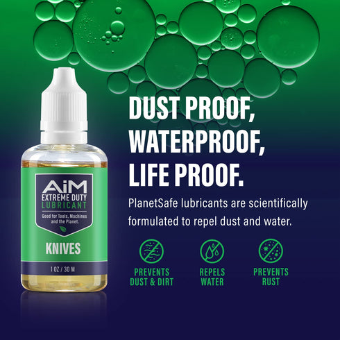 1oz PlanetSafe Lubricants AiM Knife Oil - - Pivot Lube & Pocket Knife Cleaning - Non-Food Grade Mineral Mixture - Nano