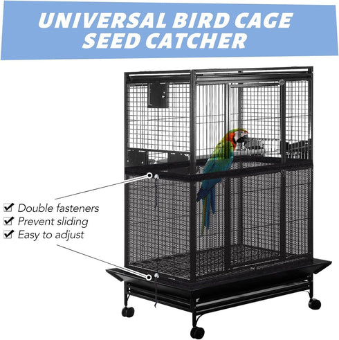 Adjustable Bird Cage Netting Seed Catcher, Large Soft Breathable Mesh for Indoor Round Square Cages (Circumference