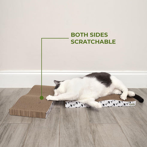 Best Pet Supplies Cat Scratcher, Wave Shaped Reversible Cardboard, Durable, Claw Safe, Natural Recycled Materials, Pack
