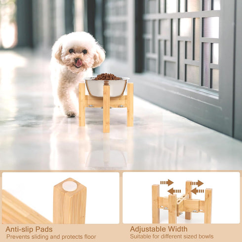 Elevated Dog Bowl Stand, Adjustable Food Stand for 6”-8” Bowls, Single Dog Bowl Holder 7” Tall
