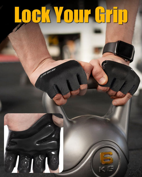 RIGWARL Weight Lifting Workout Gloves Men Women, Breathable Barehand Gym Gloves for Weightlifting Rowing Exercise