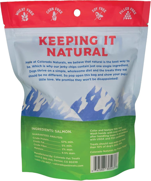 6 oz Omega-3 Colorado Naturals Salmon Jerky Chips Dog Treats, All-Natural, Made in USA, No Fillers or Preservatives