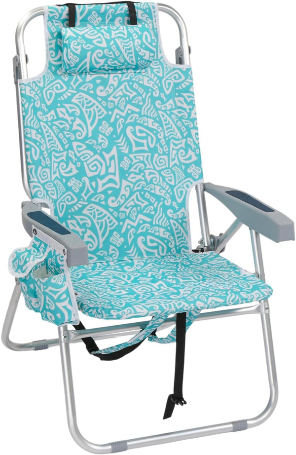 Pinikuyiro Folding Tall Beach Chair Lightweight, Backpack Beach Chair for Adults with 5-Position,