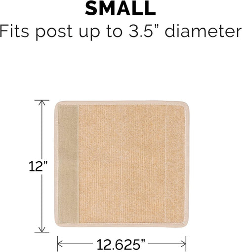 Furhaven Wrap Around Scratching Post Cover for Indoor Cats, Fits Posts Up to 3.5" Diameter, Durable & Less Mess - Tiger Tough Carpet Scratch Mat - Cream, Small