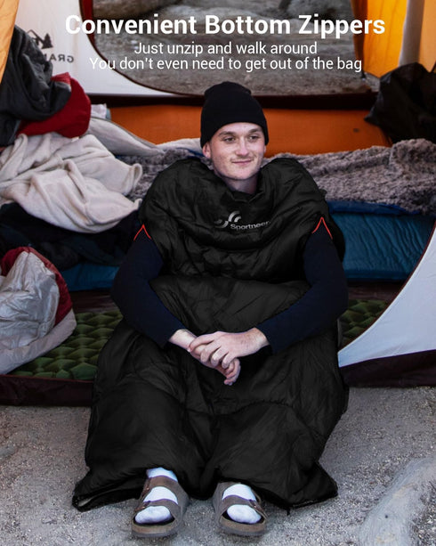 Sportneer Wearable Sleeping Bag for Adults & Kids, Waterproof Portable for Camping & Hiking
