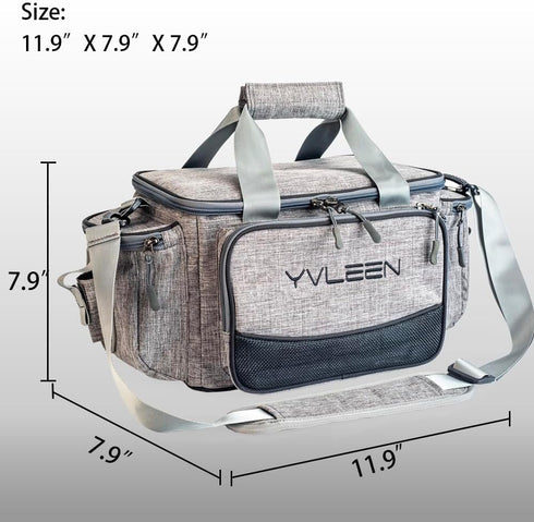 YVLEEN Fishing Tackle Box Bag, Large Outdoor Storage Bag, 100% Water-Resistant Polyester for Tackle