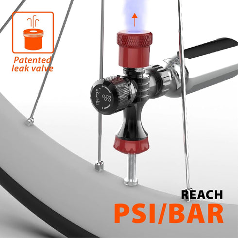PRE-Set Pressure Bicycle C02 Inflator/Deflator, Compact for MTB, Gravel, and Road Bikes by Skwiki