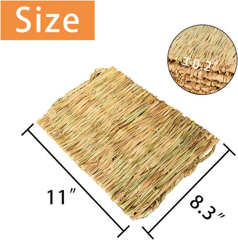 Rabbits,11.0"x8.3" Toy(4 PINVNBY Straw Mats for Natural Bunny Grass Mat,Handwoven Rabbit Hay Mat Small Animal Bedding