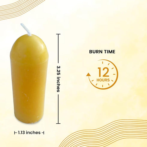 (3.5" 1.25") 12 BeeTheLight Beeswax Lantern Candles x - Smokeless Unscented Candle - Hours Burn Time Each - Natural