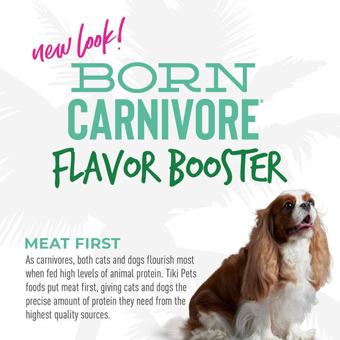 1.5 oz. 12 Count Tiki Dog Born Carnivore Flavor Booster, Tuna Recipe Bisque, Grain Free Meat Based Treats, Meal Topper