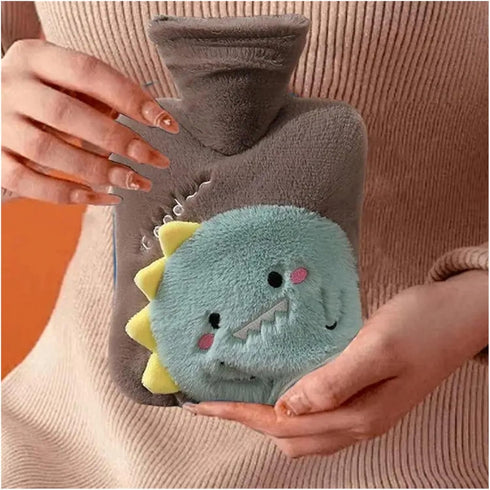 Generic 1000ml Bed(Brown,2000ml) Hot Water Bag Cartoon Hot Water Bottle Large Capacity Bed Warmer Heating Pad with Soft