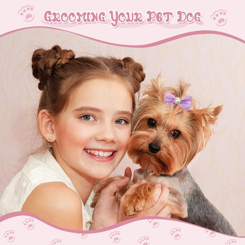 20 Pcs Dog Hair Bows for Small Dogs, Cute Grooming Bows with Rubber Bands