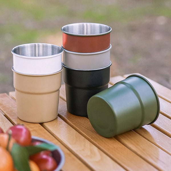Ywmsfl 4pcs Stainless Steels Drinking Cup Outdoor Travel Coffees Milk Mugs Replacement Stackable Camping Cup