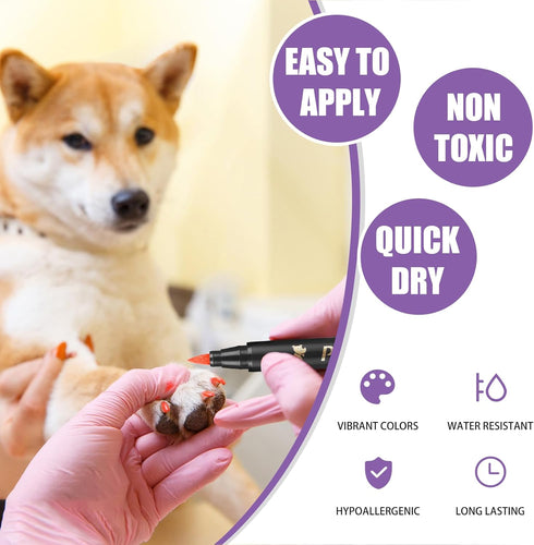 15 Colors Dog Safe Nail Polish Pen - Quick Dry, Pet Nail Polish for Cats/Dogs/Birds/Rabbits, Easy to Apply