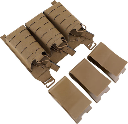 PETAC GEAR Tactical Triple 556 Magazine Pouch with Kydex Insert, AR Front Flap Magazine Pouch, Laser Cut MOLLE
