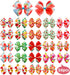 24Pcs/12 4" Summer Pairs Big Dog Hair Bows Fruit for Large Breed Dogs Elastic Hair Bowknot Topknot Girl Female Puppy