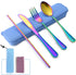 Travel Utensils Set, Reusable Camping Cutlery, Stainless Steel Flatware with Case, Knife/Fork/Spoon/Straw Included