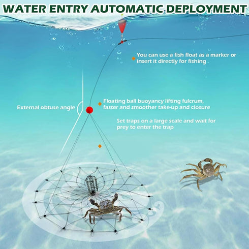 Generic Crab Catcher, Steel Wire Crab Net, Automatic Opening & Closing Steel Wire Trap Net, Soft Steel Wire