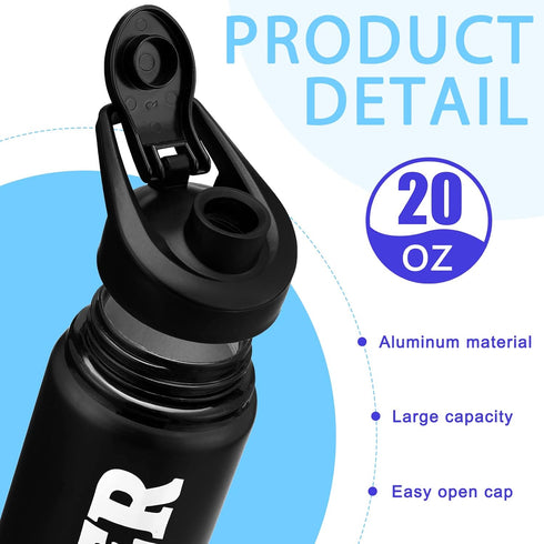 Hushee 12 Pcs Cheer Water Bottle, 20 oz Reusable Aluminum Leak Proof Sport Bottle for Cheerleading Coach