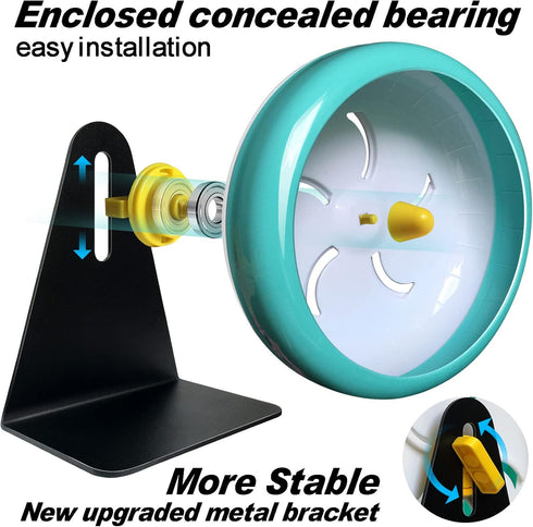 Hamster Wheel, Super Silent Hamster Exercise Wheel, Adjustable Stand, Quiet Hamster Wheel, 7 Inch Blue