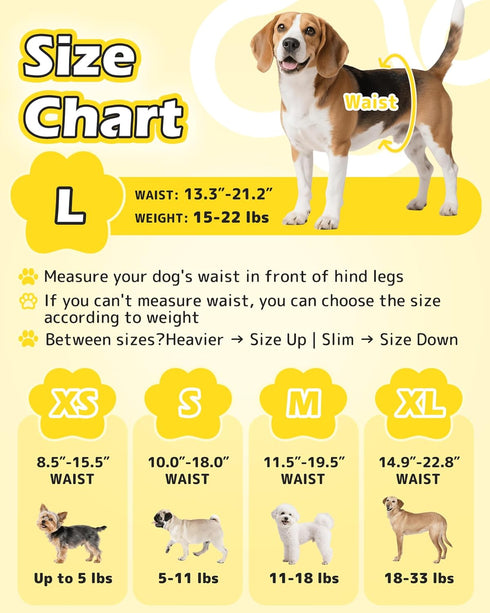360 Dono Dog Diapers Female Large with Stretchy Waist, Disposable Pull Up Full Wrap Puppy in Heat Period Diapers