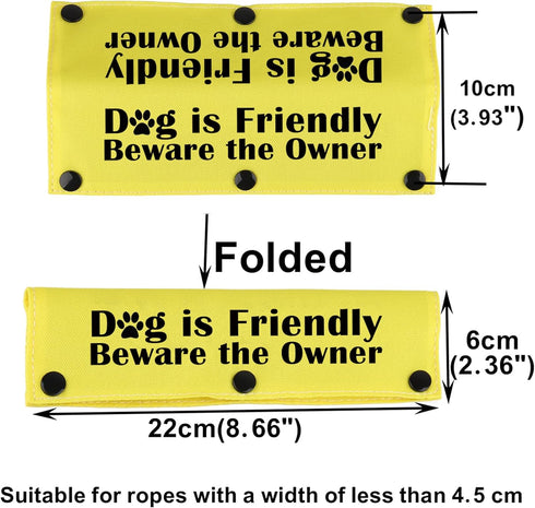 Funny Dog Leash Sleeve, Dog is Friendly Beware The Owner Wrap Sleeve, Alert Tag Pet Birthday Gift (Beware The Owner-YE