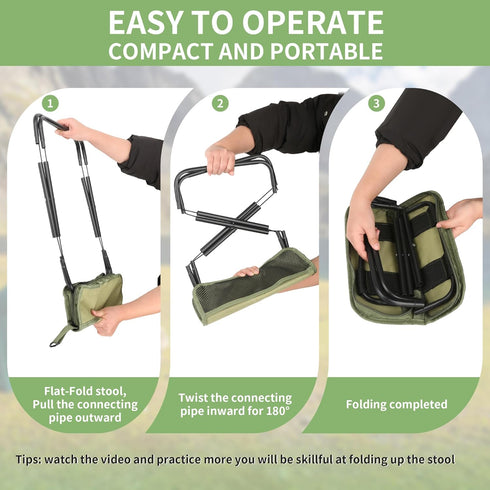 papaichton 1.4lbs Backpack Folding Portable Camping Stool, Lightweight with Carry Strap, Foldable Stool for Travel
