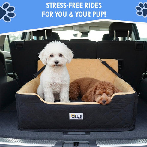 55 lbs, 2 Large Dog Car Seat Booster Seat Bed for Pets up to Black, Travel Safety | Fits Small Dogs Pets| Washable