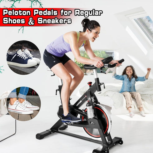 Pedal Converter for Peloton Bike & Bike Plus, Flat Pedals for Regular Shoes, Exercise Bike Accessories