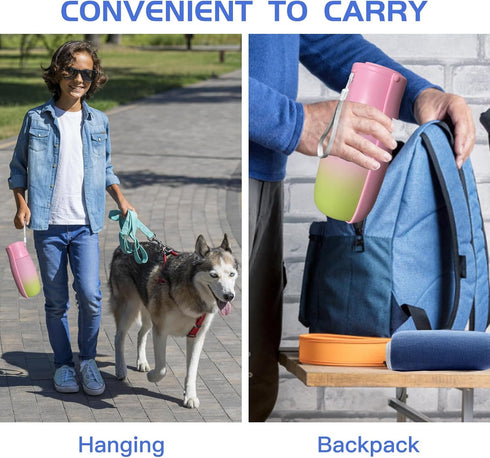 Dog Water Bottle Portable - BPA Free 19Oz Leak Proof Dog Water Bowl Dispenser for Outdoor Walking and Camping
