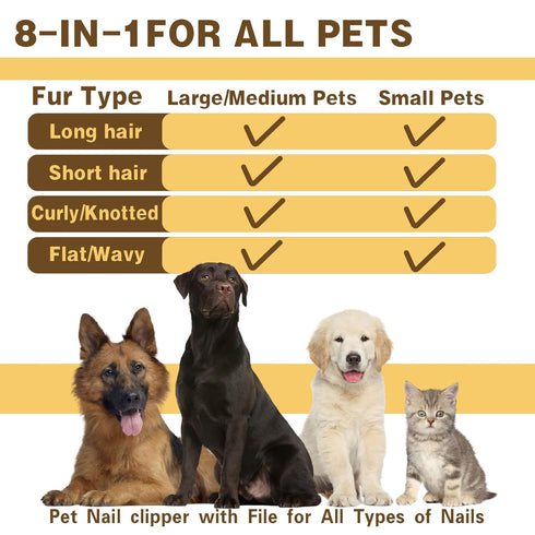 Generic Cats,8-in-One Set,Includes Set,Hair Pet Grooming Tools Kit for Dogs and Home Pet Grooming Safety Scissors