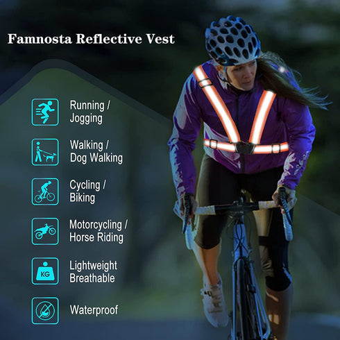 Running Reflective Vest Gear 3 Pack - Adjustable High Visibility Safety Belt Straps for Night Walking
