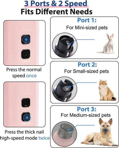 2 2 Electric Dog Nail Grinder with Level LED Lights, Speed Super Quiet and Low Vibration Electric Cat Nail Grinder