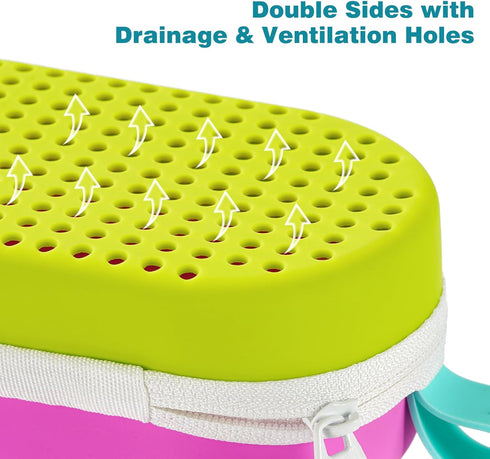 Swim Goggle Case for Swimming Goggles, Silicone Protective Cases with Drain Hole