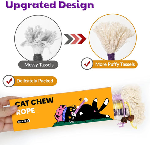 Fokauiwo 3 Pack 1 Cat Toys for Indoor Cats, Kitten Toys for Indoor Kittens, Catnip Rope Chew Toys for Teeth Cleaning