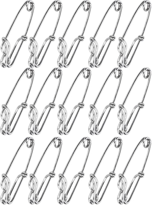 Gsycle 15pcs Tuna Clips, Stainless Steel Fishing Snap Clips Longline Branch Hangers Snap Fishing Accessory Easy On Off
