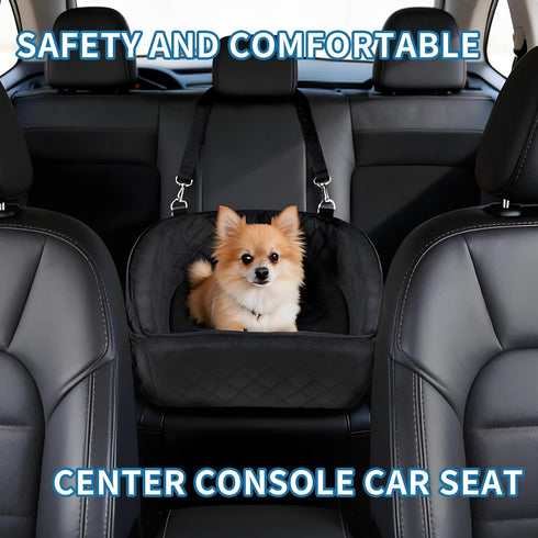 30-35 LB Garvee Dog Booster Car Seat, Comfy Dog Bed for Car with Safety Belt and Storage Pockets, Detachable Washable