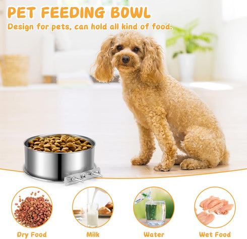 ShineMe Small Dog Bowls, 2 Pack Stainless Steel Pet Bowls for Crate, Non Spill Food & Water Bowls for Pets