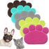 PVC Pet Dog Cat Puppy Kitten Dish Bowl Feeding Placemat, Non-Slip Paw Shape Cat Litter Mat, Rose Small