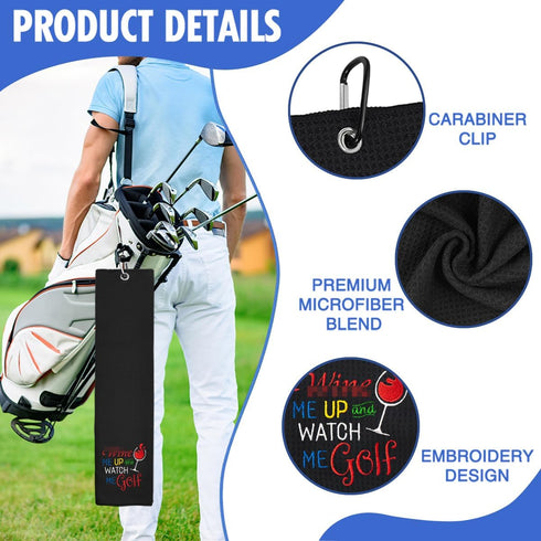 Hafhue Win Me Up and Watch Me Golf Towel - Embroidered Golf Accessories Gift for Men & Women