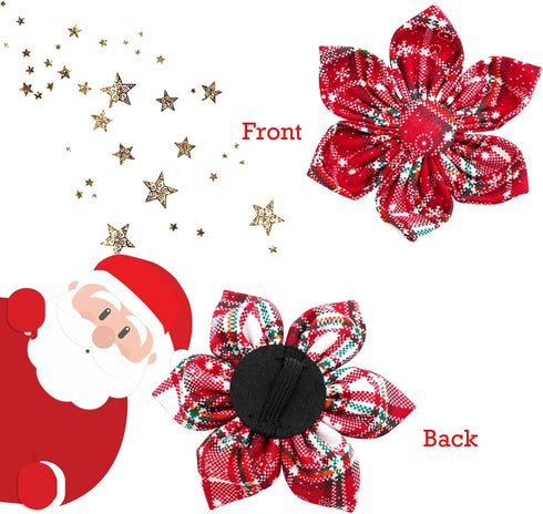 Lionheart Glory Christmas Plaid Dog Collar, Adjustable Soft Comfortable Flower Collar for Medium Dogs, Pet Gift