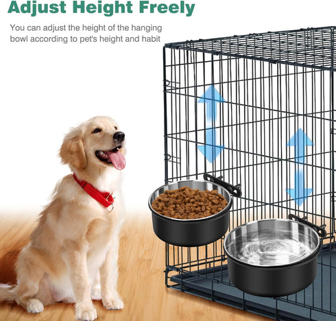 2 Pack No Spill Dog Crate Water Bowl, Hanging Kennel Bowls for Pet Cage Accessories