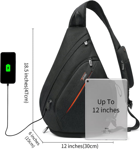 TUDEQU Sling Bag for Men, 19L Crossbody Backpack with 8 Pockets, One Strap Design