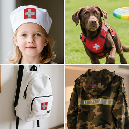 2 Packs, Equipment.Style2 Pcs IR Reflective Medic Red Cross IFAK Patches | Hook & Loop Medical First Aid Badges