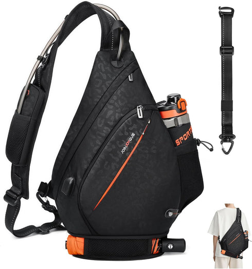 Large Crossbody Sling Bag for Men, One Shoulder Backpack, Hiking Backpack (No Water Bladder)