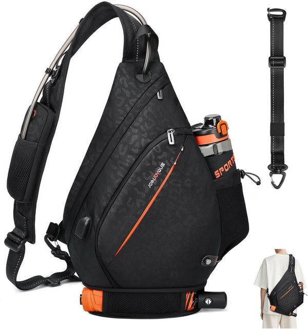 Large Crossbody Sling Bag for Men, One Shoulder Backpack, Hiking Backpack (No Water Bladder)