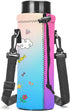 1000ML 34OZ unicorn-1) AMARY Neoprene Water Bottle Carrier Bag with Adjustable Shoulder Strap,Insulated Water Bottle