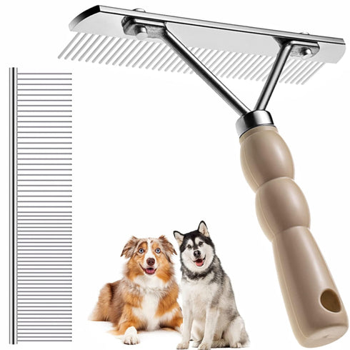 Dog Rake for Undercoat Long Tooth Dogs Comb, Grooming Tool Set for Big Dog Horse Longhair Cat